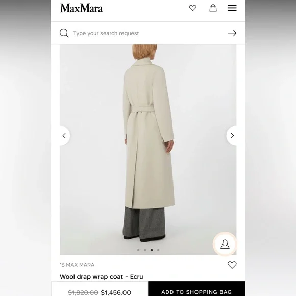 NWT ‘S Max Mara Long 100 % Wool Drap Wrap Coat Color: Ecru Sz: US2/4/6 - Picture 6 of 17